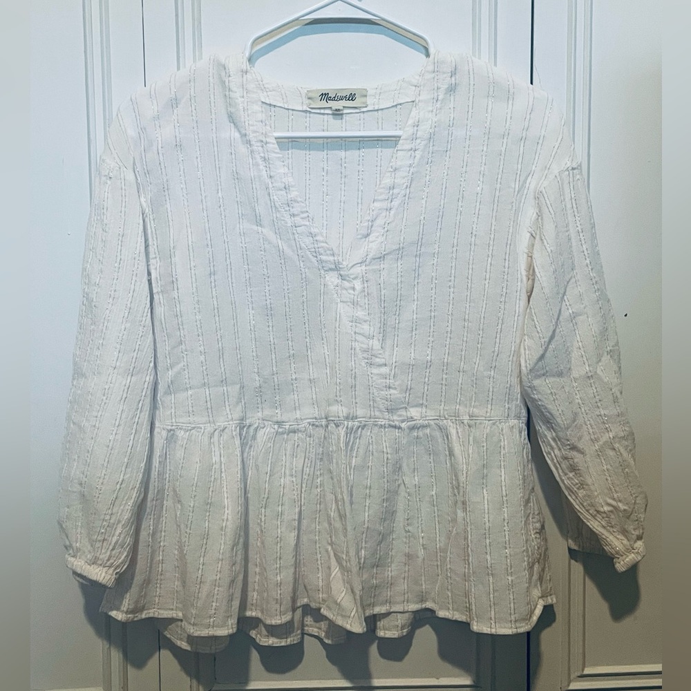 Madewell Courtyard Ruffle-Hem Top in Stripe